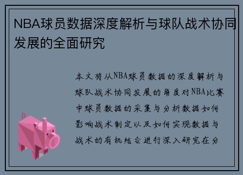NBA球员数据深度解析与球队战术协同发展的全面研究